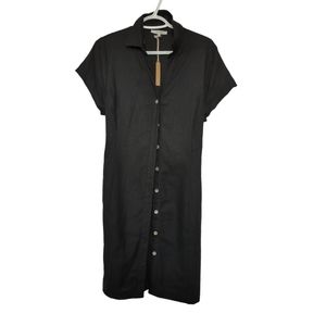 LOVE tree NWT linen blend button up dress black